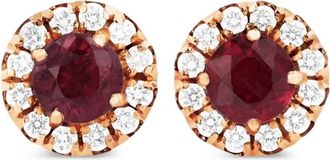 Suzanne Kalan Orecchini a bottone in oro rosa 18kt con diamanti e rubini