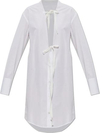 Maison Margiela V-Neck Shirt Dress - Dames - Shirt Kleedjes - Wit - S - Katoen - Kleedjes