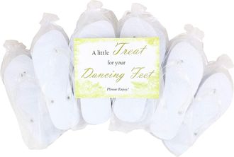 MODO Wedding/Party Glitter Flip Flops 10 Pack in Organza Bags. Size UK 7-8 (White)