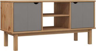 vidaXL Mueble Tv Otta Madera Maciza Pino Marr&oacute;n Y Gris 113,5x43x57 Cm Vidaxl