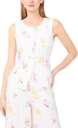 Vince Camuto Floral Print Vest in Lemon Cream at Nordstrom, Size Xx-Small
