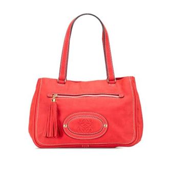 Loewe Pre-owned Handbags, female, Red, Size: ONE SIZE Pre-owned Nubuck Shoulder Bag