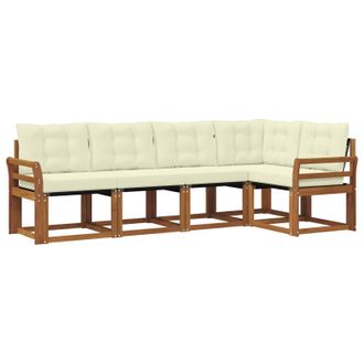 vidaXL Conjunto De Sof&aacute;s De Exterior Con Coj&iacute;n 5 Pcs Natural Y Crema Vidaxl