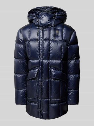 Blauer Daunenjacke mit Label-Patch Modell TIVERTON in Marine, Gr&ouml;&szlig;e M