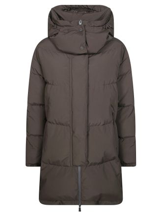 Herno Brown Short Hooded Quilted Down Jacket