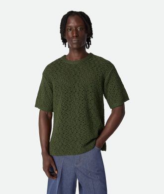 Bottega Veneta T-shirt In Maglia Di Cotone Crochet - Bottega Veneta