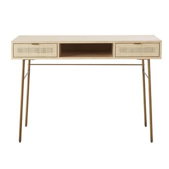 Maisons du monde Escritorio con 2 cajones de enrejado de mimbre