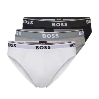 HUGO BOSS Mens Premium Cotton Briefs (Pack of 3) (Black/White/Grey) - Black & Off-White - Size X-Large