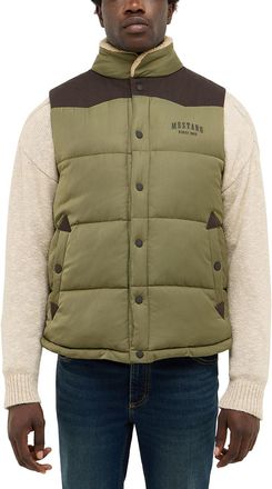 Mustang Kurzweste MUSTANG Herren Style Dublin, Herren, Gr. XXL, olivgr&uuml;n, Web, 100% Polyester, regular fit, Westen Kurzweste