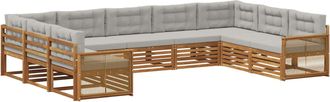 vidaXL Conjunto De Sof&aacute;s De Exterior 9 Uds. Natural Y Gris Claro Vidaxl