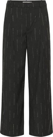 Gestuz Wide Broek - Dames - Wijde Broeken - Zwart - S - Leer - Broeken