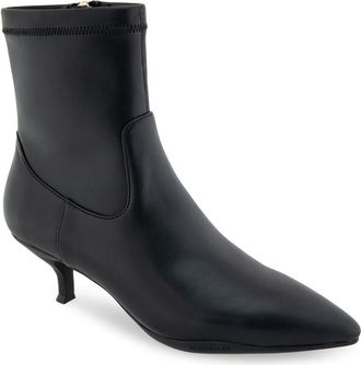 Aerosoles Lasko Kitten Heel Bootie in Black Stretch Smooth Faux at Nordstrom Rack, Size 6.5