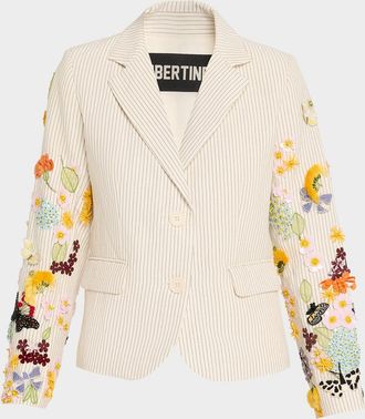 Libertine - Libertine Butterfly Fields Single-Breasted Striped Short Jacket