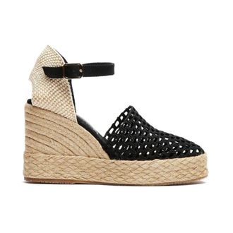 Paloma Barcel&oacute; Zwarte stoffen sleehak sandalen met enkelband - Dames - Sleehakken - Zwart - 40 EU - Schoenen
