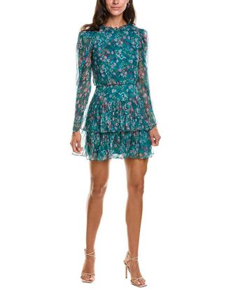 Saloni Saloni Ava Crinkle Silk Chiffon Mini Dress