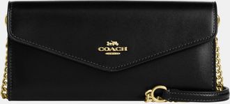 Coach Womens Klare Wallet with Chain in Refined Box Calf - Black Leather - One Size