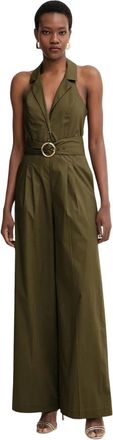 Twinset Jumpsuit met ceintuur - Dames - Jumpsuits - Groen - M - Katoen - Jumpsuits & Playsuits