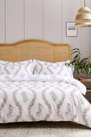 Christy Eversham Floral Reversible Cotton Sateen Duvet Cover Set in Purple | Size: Super King