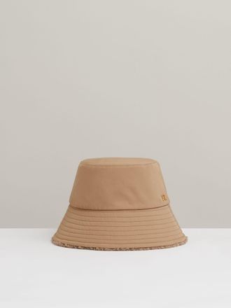 Reiss Bella Bucket Hat Quilted Brim, Taupe Size: M & L
