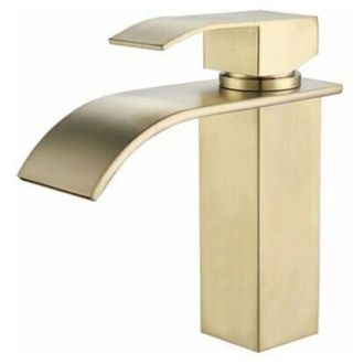 OEM Grifo De Ba&ntilde;o Moderno Color Oro Con Efecto Cascada Y Mezclador De Agua Fr&iacute;a Y Caliente Ajustable