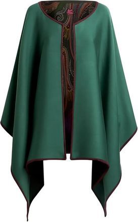 Etro Reversible Wool Cape With Degrad&eacute; Paisley Motif