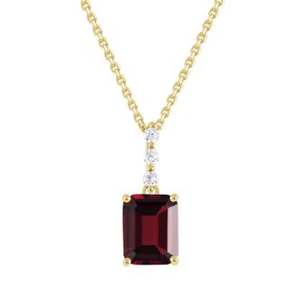 Diamond2Deal 10K Yellow Gold Garnet and Diamond Pendant Necklace 18