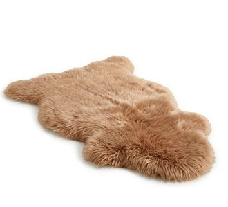 Infinity Leather Genuine Toffee Brown Sheepskin Natural Silky Soft Fluffy Real Wool Rug
