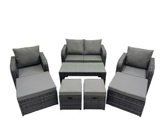 Fimous Garden Outdoor Furniture Set with 4 Stool Dark Grey Mixed