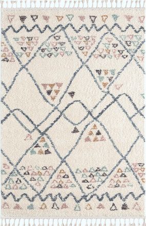 Nazar Rugs Alfombra de salon &eacute;tnica crema 120x170 estilo bereber