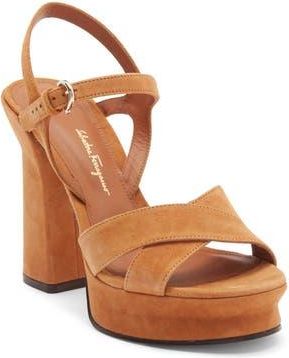 Ferragamo Sonya Platform Sandal in Brown at Nordstrom Rack, Size 10.5