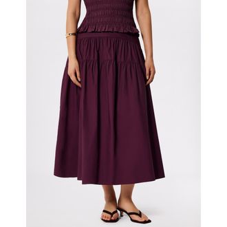 Whistles Tier Hem Cotton Skirt in Plum at Nordstrom, Size 12