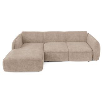 Sia Home Sof&aacute; cama esquinero izquierdo 4 plazas terciopelo tramado beige