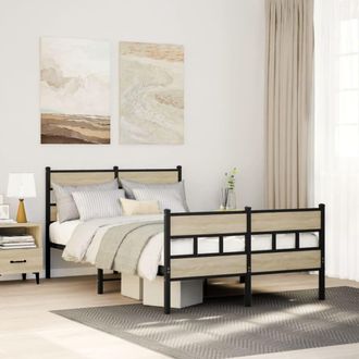 Berkfield Home Metal Bed Frame without Mattress Sonoma Oak 120x190 cm Small Double in Brown