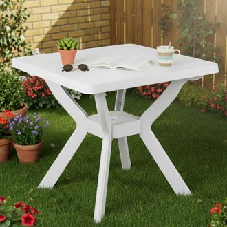 Dmora Dmora Table DExt&eacute;rieur Carr&eacute;e, Made In Italy, 79x79x72 Cm, Couleur Blanche