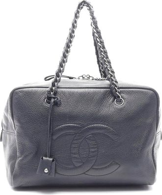 Chanel Coco Mark Leather Handbag Navy