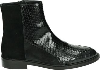 Pertini Westers Stijl Zwarte Leren Laars - Dames - Enkellaarsjes - Zwart - 38 EU - Leer - Schoenen