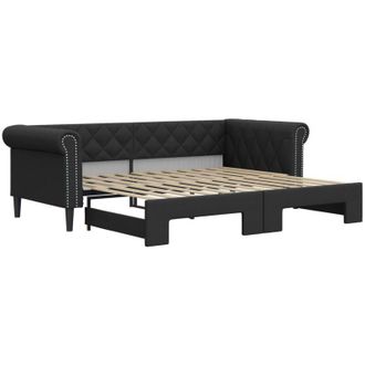 vidaXL Sof&aacute; Con Cama Nido Cuero Sint&eacute;tico Negro 90x200 Cm Vidaxl