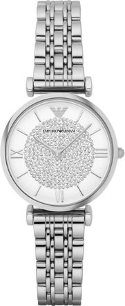 Emporio Armani Retro Roestvrijstalen Horloge - Dames - Horloges - Wit - ONE Size - Accessoires