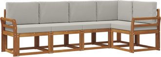 vidaXL Conjunto De Sof&aacute;s De Exterior 5 Uds. Gris Natural Y Claro Vidaxl