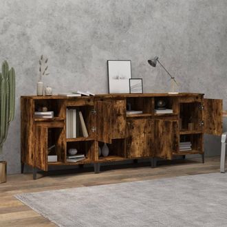 Berkfield Home Sideboards 3 pcs Smoked Oak 60x35x70 cm Engineered Wood in Brown | Size: 60 x 35 x 70 cm