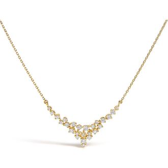 House of Brilliance 14K Yellow Gold 1/2 Cttw Diamond Scattered V Necklace at Nordstrom