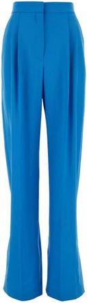 Alexander McQueen Broeken, Dames, Blauw, L, Wol, Pleat Detailed Wide Leg Broeken