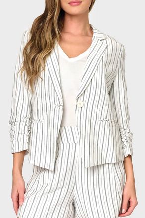 Gibsonlook City Stroll Blazer In Parchment Pinstripe
