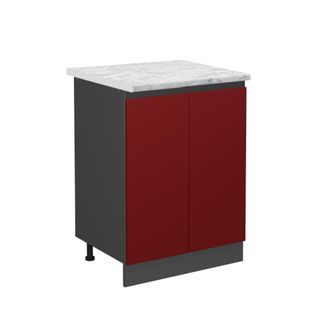 Vicco Mueble Bajo De Cocina R-line, Rojo, 60 Cm Et M&aacute;rmol