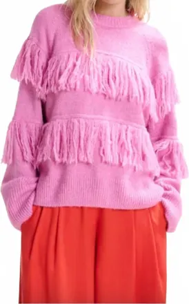 Essentiel Johns Pullover Sweater With Fringe In Pinky Sugar