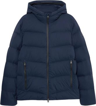 Brooks Brothers Hooded Down Jacket - Heren - Winterjassen - Blauw - S - Nylon - Jassen