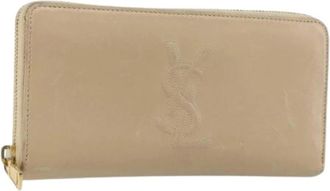 Saint Laurent Pre-owned Leren Portemonnee - Dames - Vintage Accessoires - Beige - ONE Size - Leer - Vintage