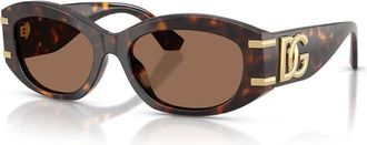 Dolce & Gabbana Ovale Zonnebril - unisex - Accessoires - Bruin - Maat: 53 MM Nylon
