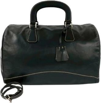 Prada Pre-owned Leather 2way Boston Bag - Heren - Vintage Weekendtas - Zwart - ONE Size - Leer - Vintage