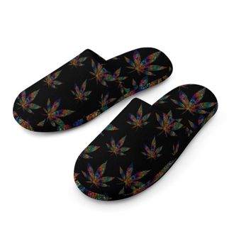 Generic Psychedelic Weed1 Mens Cozy Memory Foam Slippers Warm Cotton House Shoes Comfy Slipper for Indoor Outdoor